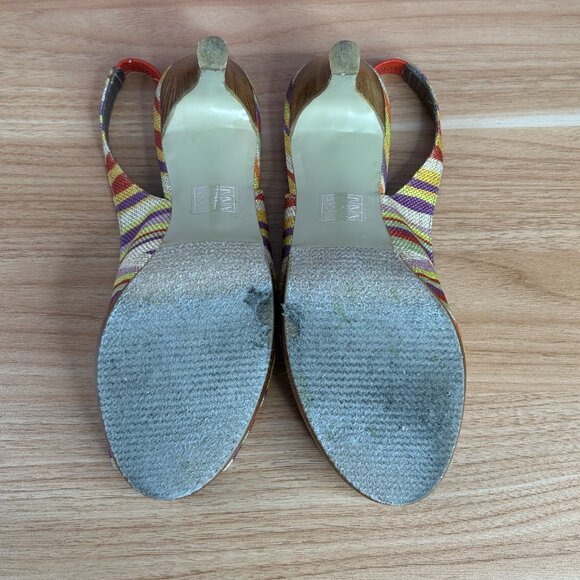 MODA Womens High Heels Slingbacks Shoes 9M Multicolor Zebra Stripe Gum - Picture 15 of 16